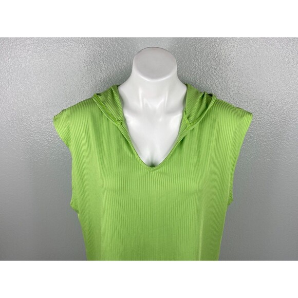 Culture Code Women Medium Green Hoodie Shirt Sleeveless Ribbed Lightweight NWT - Picture 2 of 9